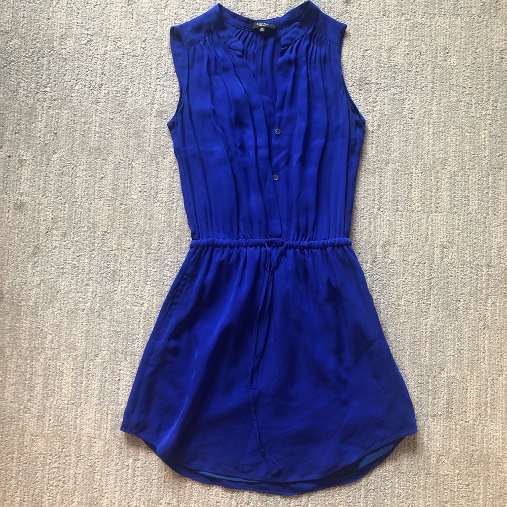 Sz XXS Babaton Blue Dress 100% Silk has pockets!